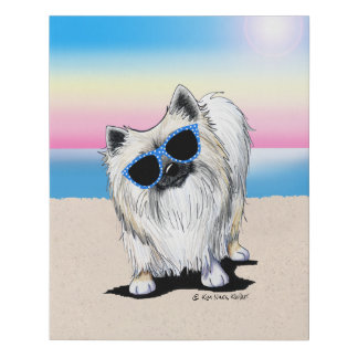 KiniArt Chester Pomeranian Beach Dog Faux Canvas Print