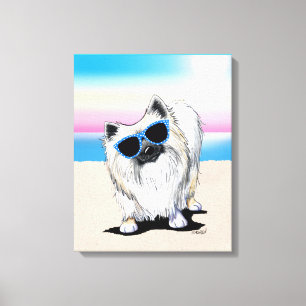 KiniArt Chester Pomeranian Dog Beach Canvas Print