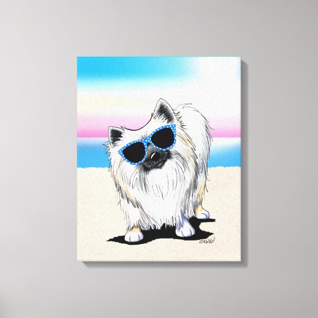 KiniArt Chester Pomeranian Dog Beach Canvas Print (Front)