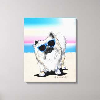 KiniArt Chester Pomeranian Dog Beach Canvas Print