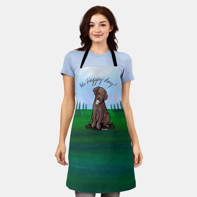 KiniArt Chocolate Labrador All-Over Print Apron (Worn)