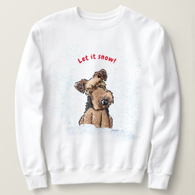 KiniArt Christmas Welsh Terrier Sweatshirt (Design Front)