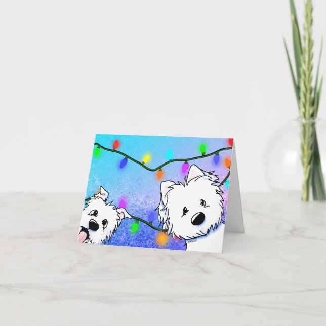 KiniArt Christmas Westies Holiday Card (Front)