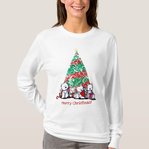 KiniArt Christmas Westies T_Shirt