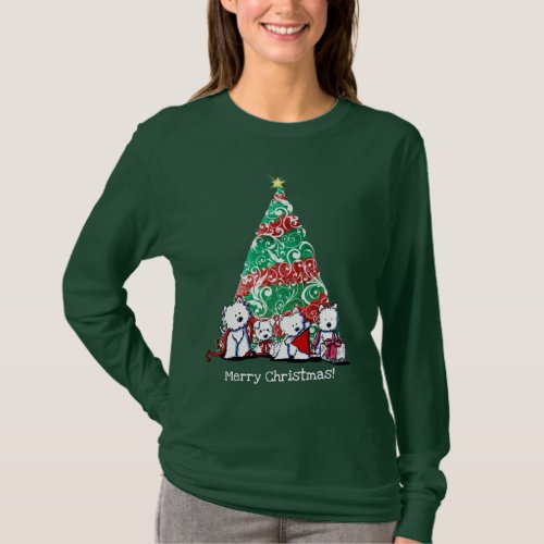KiniArt Christmas Westies T_Shirt