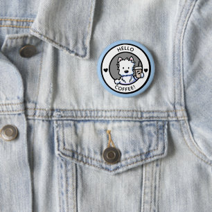 KiniArt Coffee Westie Button