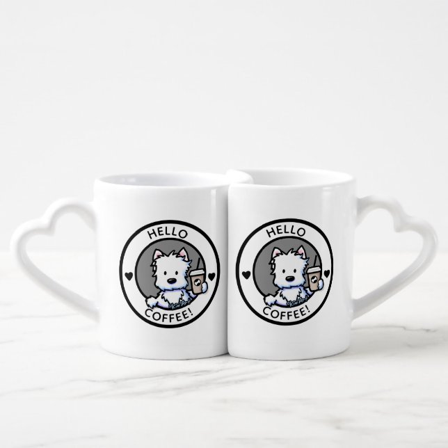 KiniArt Coffee Westie Coffee Mug Set (Front Nesting)