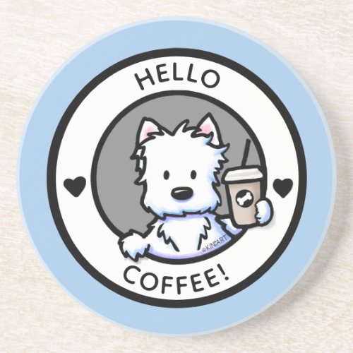 KiniArt Coffee Westie Round Coaster