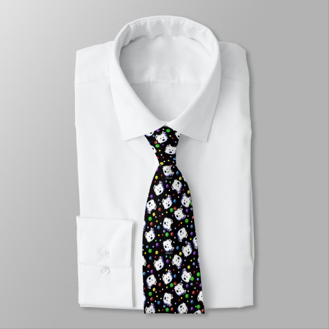 KiniArt Confetti Westie Neck Tie (Tied)