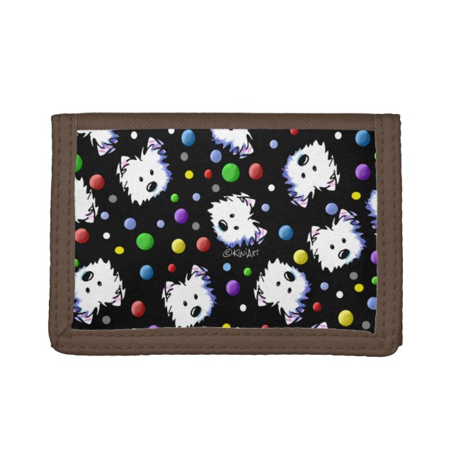 KiniArt Confetti Westie Trifold Wallet (Front)