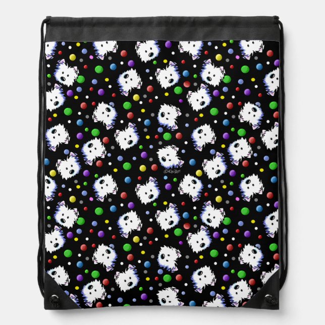 KiniArt Confetti Westies Drawstring Bag (Front)