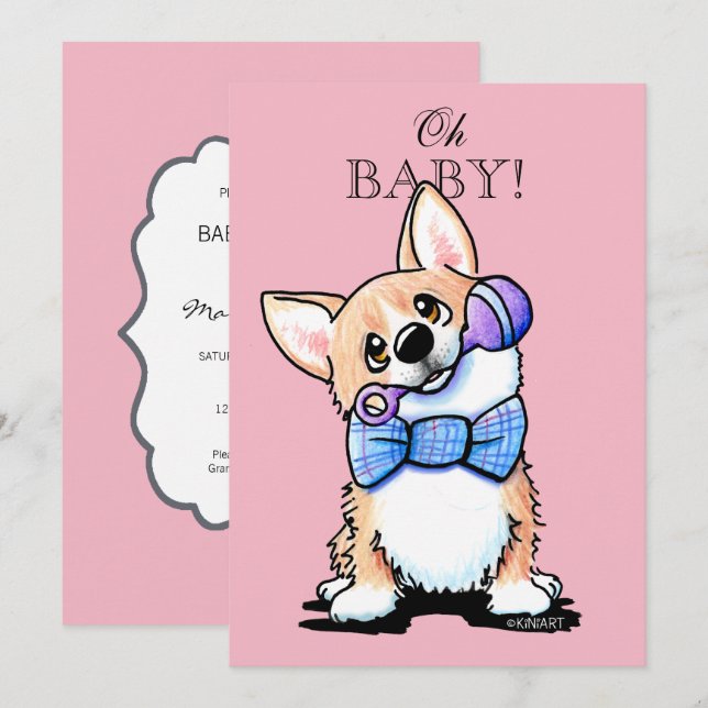 KiniArt Corgi Baby Shower Invitations (Front/Back)
