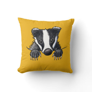KiniArt Cute Badger Throw Pillow