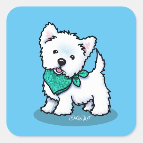 KiniArt Cutieface Westie Square Sticker