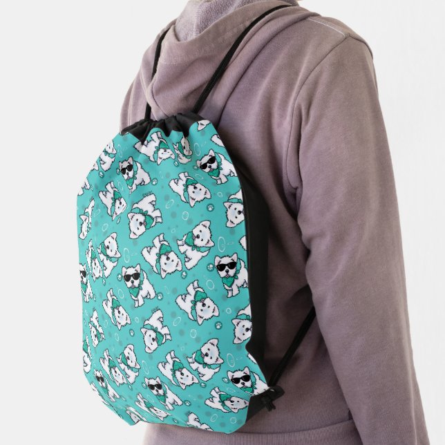 KiniArt Cutieface Westies Drawstring Backpack (Insitu)