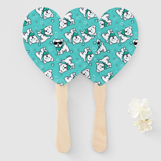 KiniArt Cutieface Westies Hand Fan (Front and Back)
