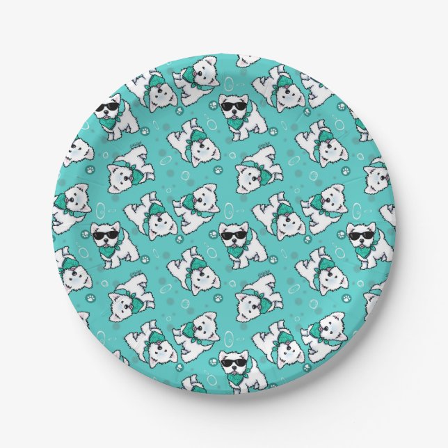 KiniArt Cutieface Westies Paper Plates (Front)
