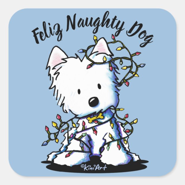 KiniArt Delighted Westie Square Sticker (Front)