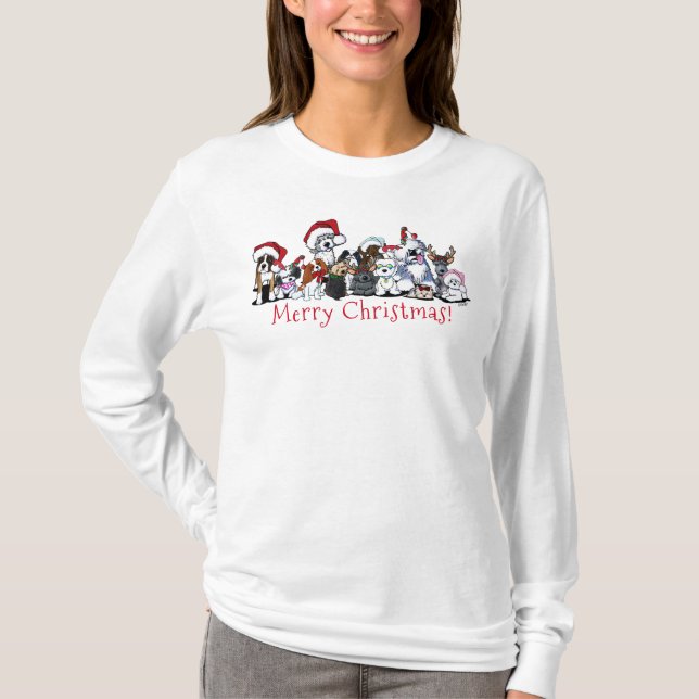 KiniArt Dog Lover Christmas T-Shirt (Front)
