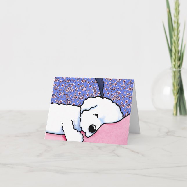 KiniArt Dog Tired Bichon Notecard  (Front)