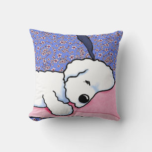KiniArt Dog Tired Bichon Throw Pillow