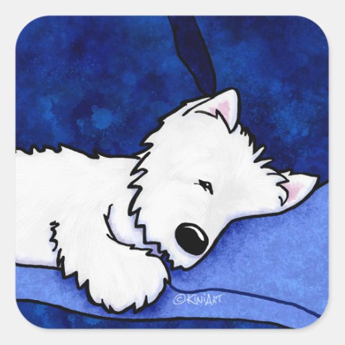 KiniArt Dog Tired Westie Square Sticker