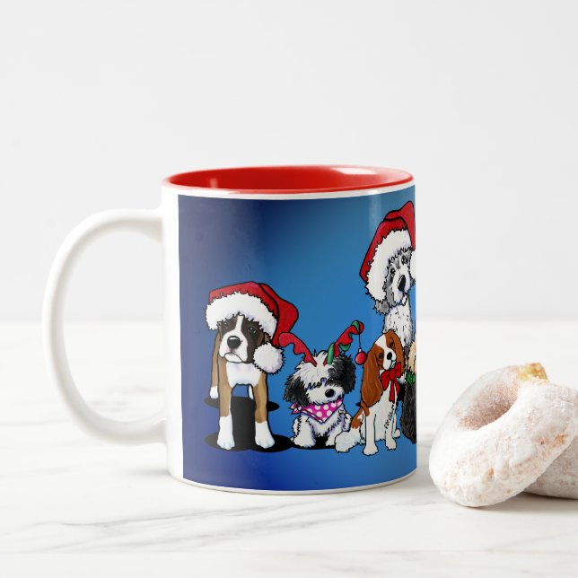 KiniArt Dogs Christmas Mug (With Donut)