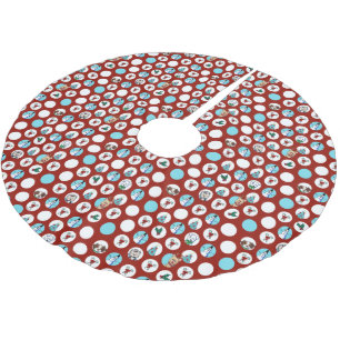 KiniArt Dogs Snowman Christmas Brushed Polyester Tree Skirt