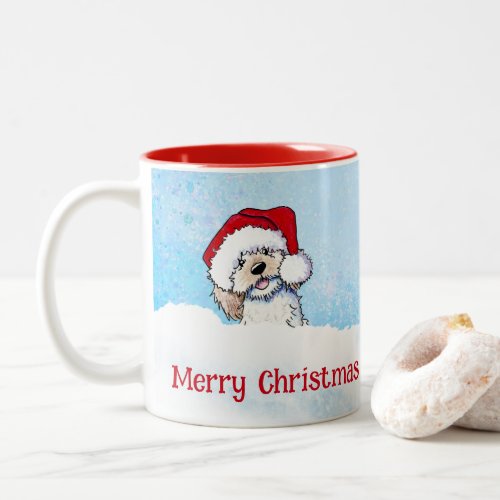 KiniArt Doodle Puppy Christmas Two_Tone Coffee Mug