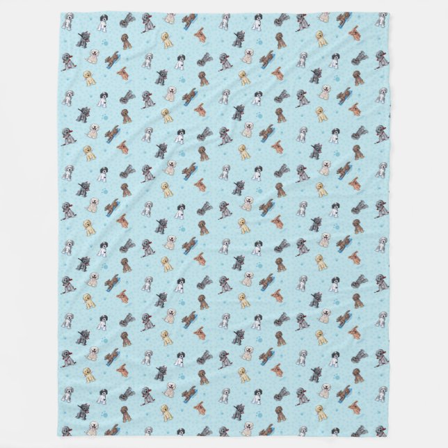 KiniArt Doodlemoji Goldendoodle  Fleece Blanket (Front)