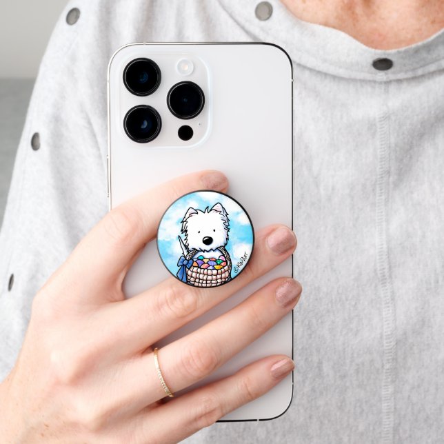 KiniArt Easter Westie Dog PopSocket (Hand)