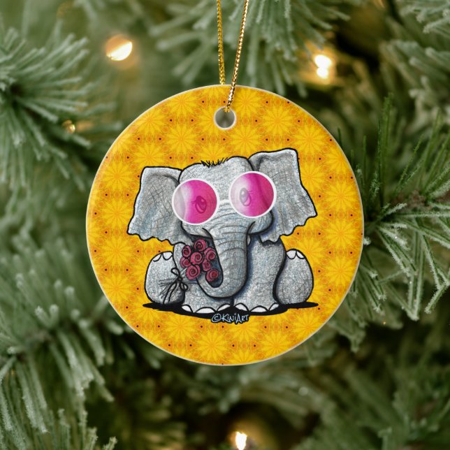 KiniArt Elephant Ceramic Ornament (Tree)