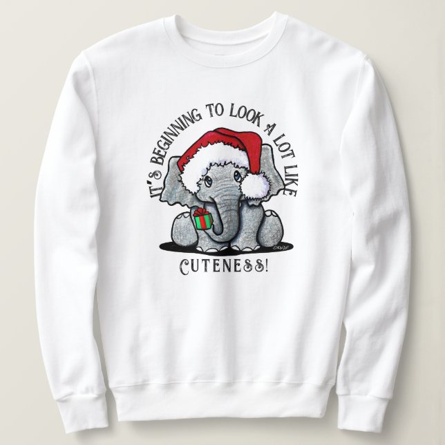 KiniArt Elephant Christmas Sweatshirt (Design Front)