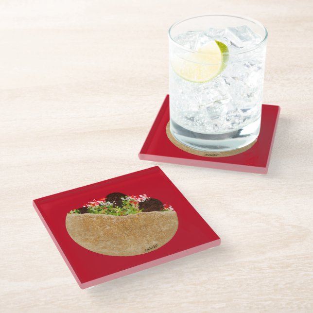 KiniArt Falafel Sandwich Glass Coaster (Angled)