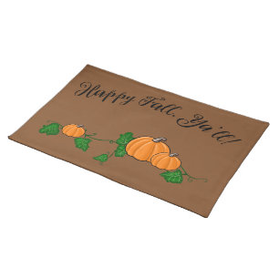 KiniArt Fall Pumpkin Cloth Placemat