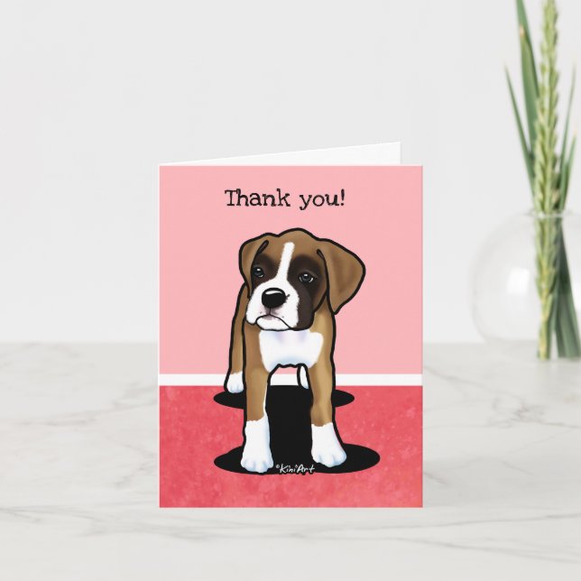 KiniArt Fawn Boxer  Letterpress Thank You Card (Front)