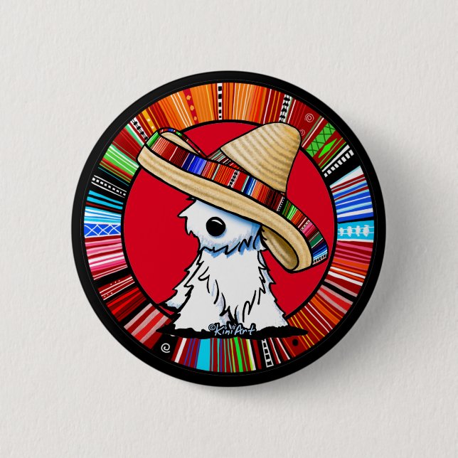 KiniArt Fiesta Westie  Classic Round Button (Front)