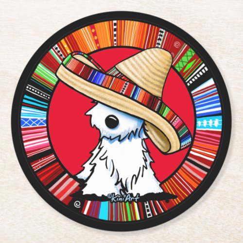 KiniArt Fiesta Westie Round Paper Coaster