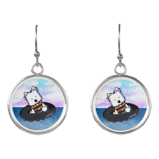 KiniArt Floating Westie Terrier  Earrings (Front)