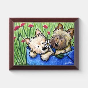 KiniArt Flowerbed Cairn Terriers Award Plaque