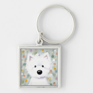 KiniArt Fluffy Westie Impressions Keychain