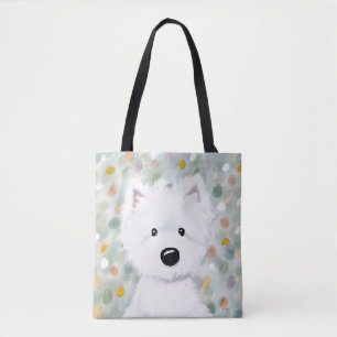KiniArt Fluffy Westie Impressions Tote Bag