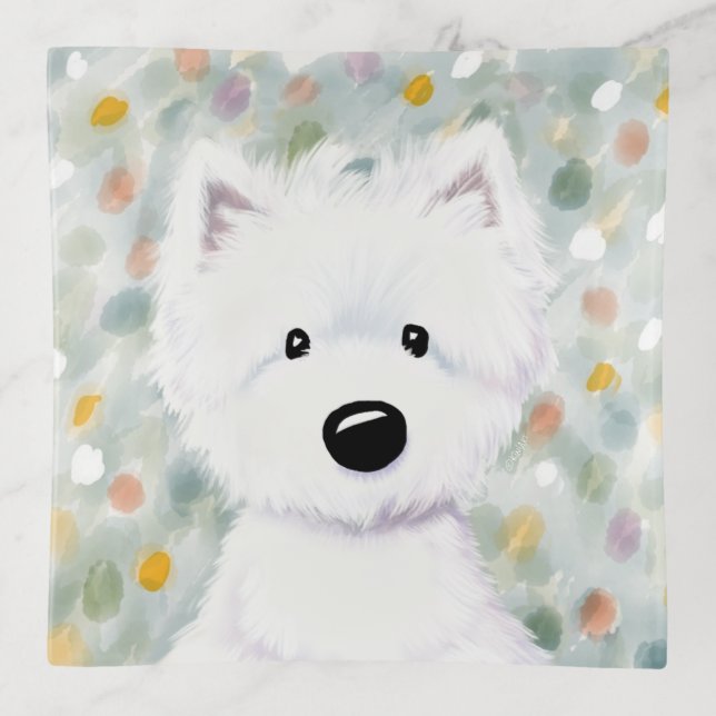 KiniArt Fluffy Westie Impressions Trinket Tray (Front)