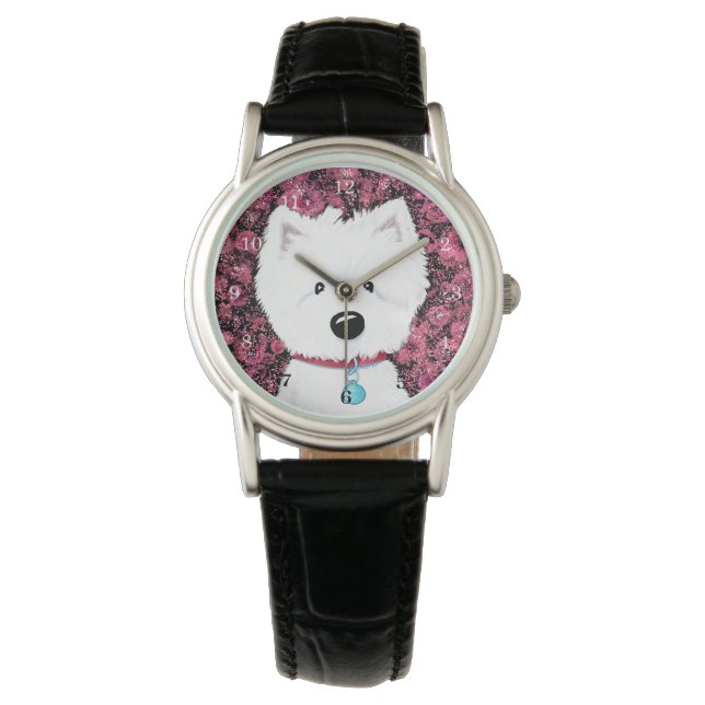 KiniArt Fluffy Westie Roses Watch (Front)