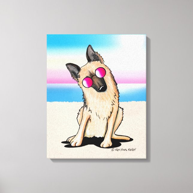 KiniArt German Shepherd Beach Canvas Print (Front)