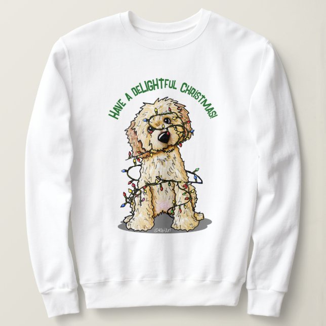 KiniArt Goldendoodle Delightful Christmas Sweatshirt (Design Front)
