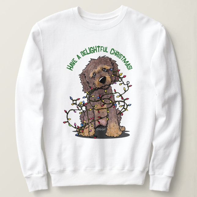 KiniArt Goldendoodle Delightful Christmas Sweatshirt (Design Front)