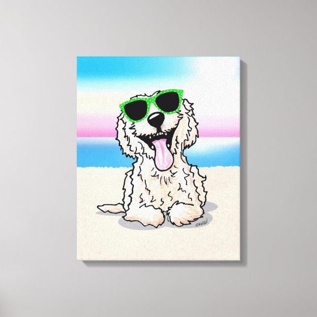 KiniArt Goldendoodle Dog Beach Canvas Print (Front)