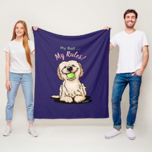 KiniArt Goldendoodle MY BALL Fleece Blanket