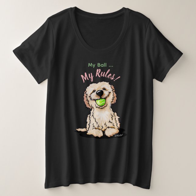 KiniArt Goldendoodle MY BALL T-Shirt (Design Front)